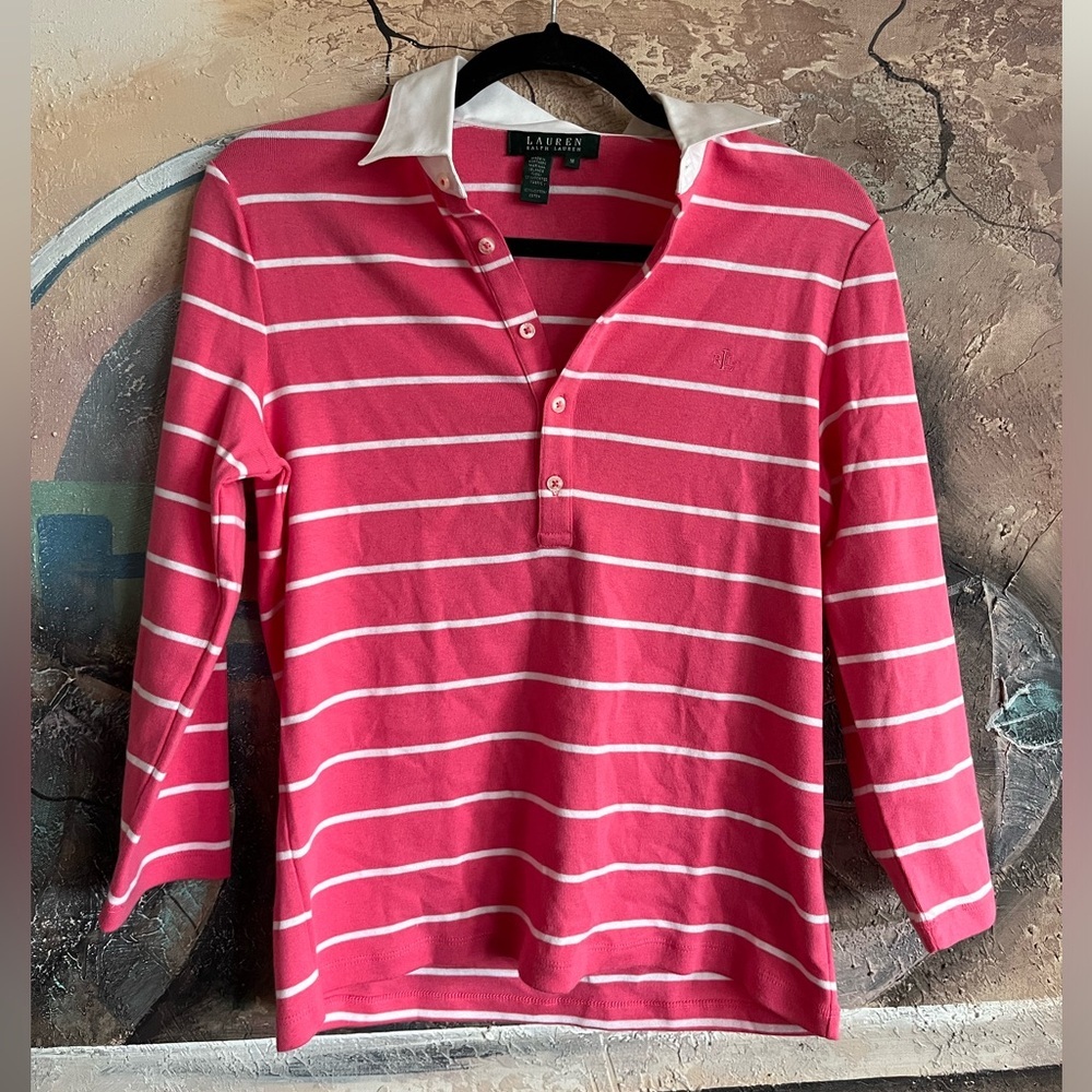 Lauren Ralph Lauren cotton pink Striped Polo Shirt